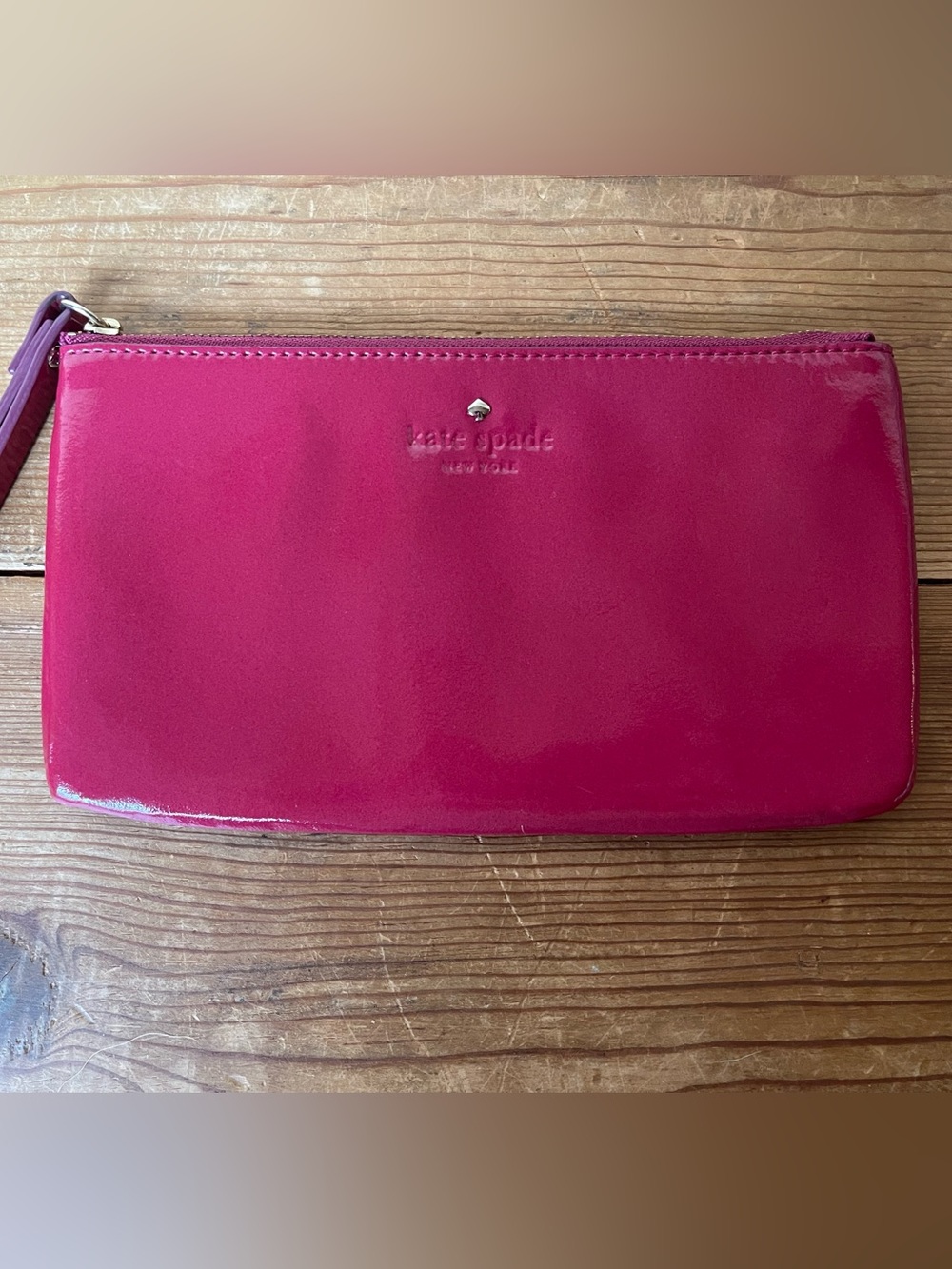 Kate Spade pink patent leather clutch/wristlet